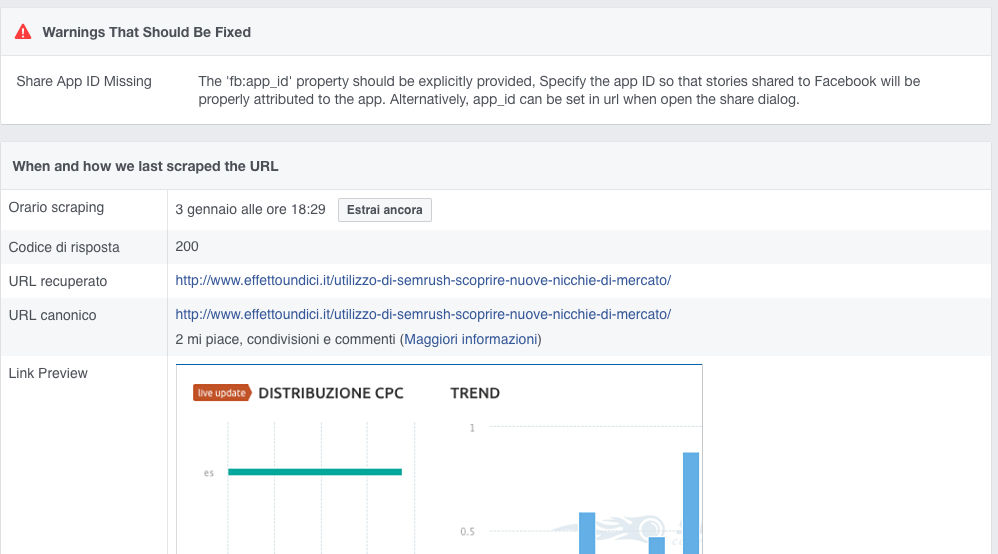 Problema immagine WordPress con Facebook