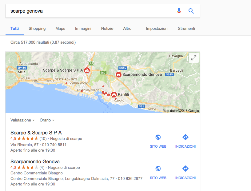 Scheda Google MyBusiness