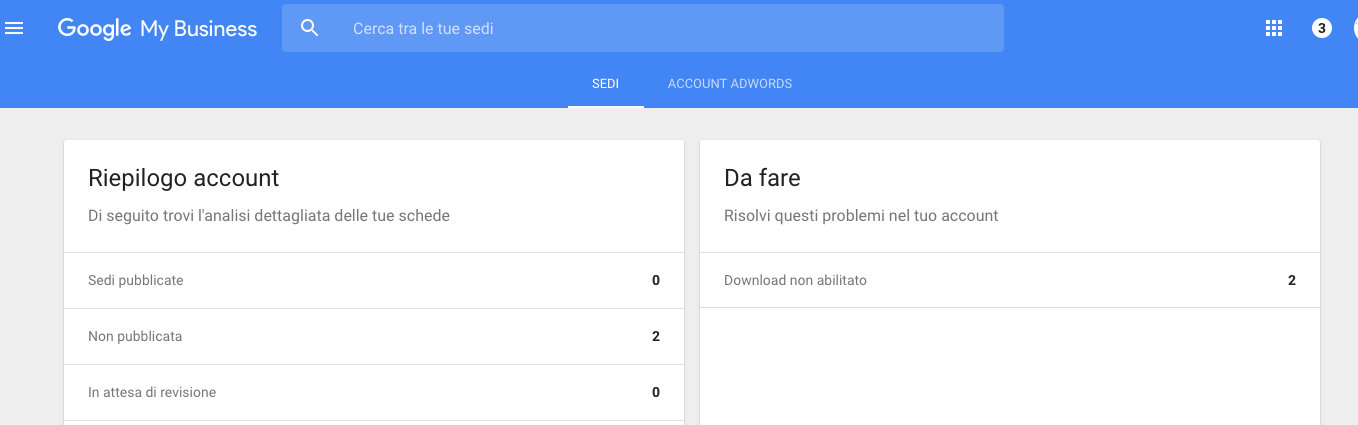 Scheda Google MyBusiness
