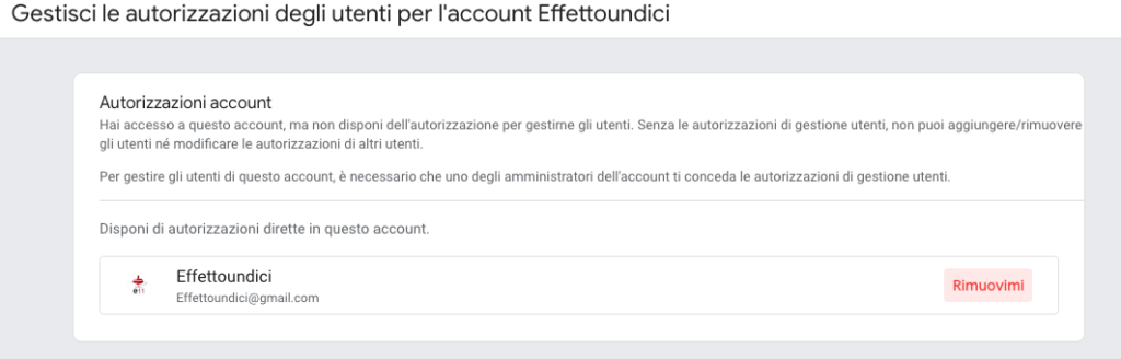 eliminare account analytics