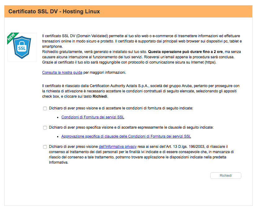 aruba certificato ssl