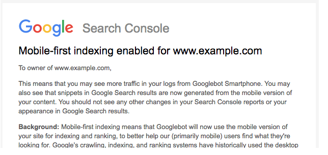 Mobile-first indexing enabled