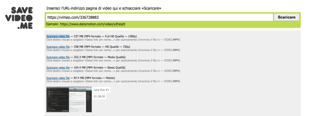 scaricare video da vimeo