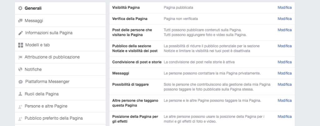 creazione pagina facebook