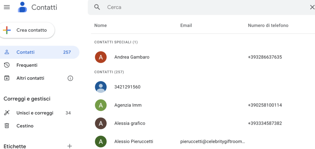 come creare una lista di contatti gmail 